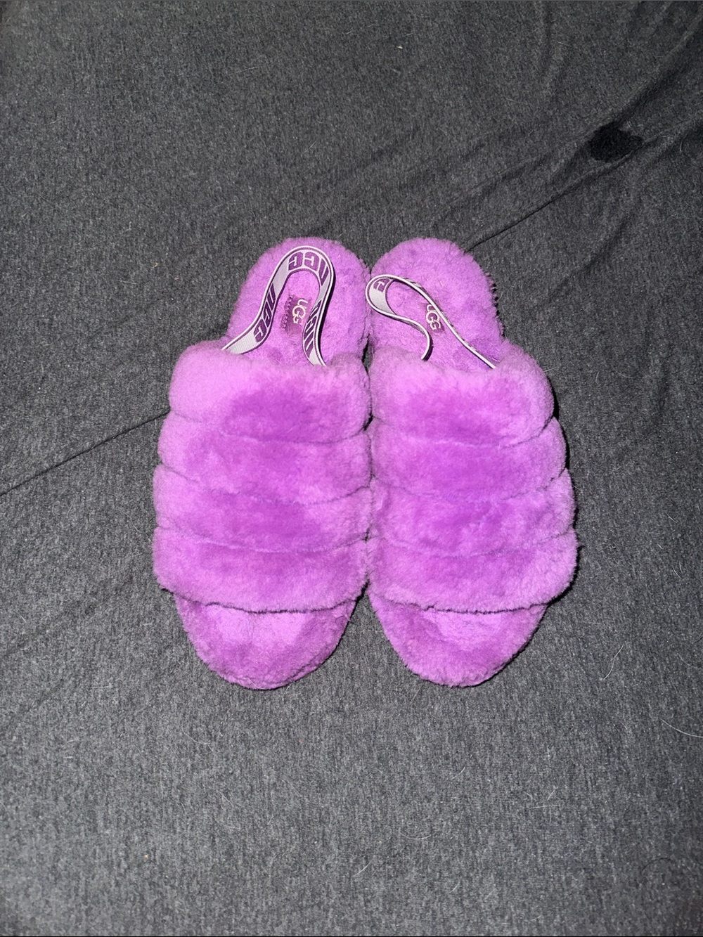 UGG Plush Slide Slippers in Vibrant Purple